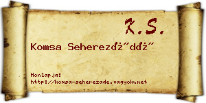 Komsa Seherezádé névjegykártya